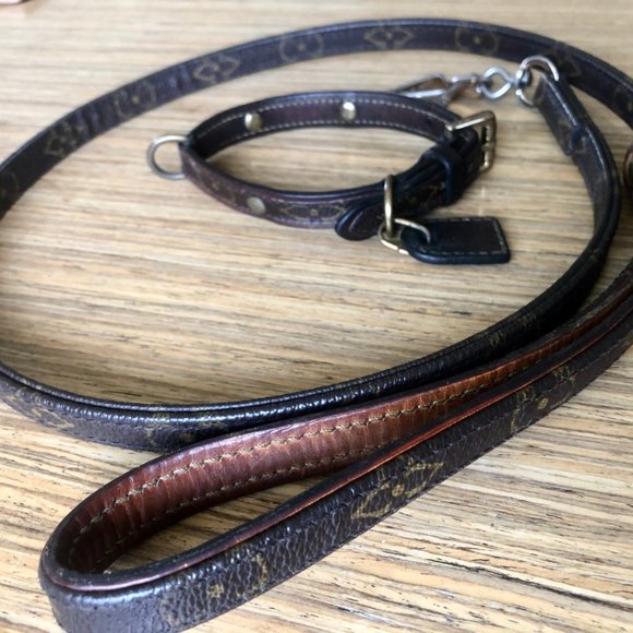 Authentic Louis Vuitton Dog Head Collar with Matching Leash - Small dogs - Picture 1 of 15